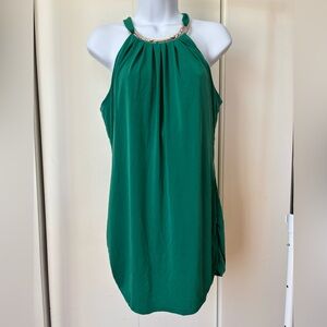 le chateau Emerald Green Halter Neck Blouse with Chain Detail